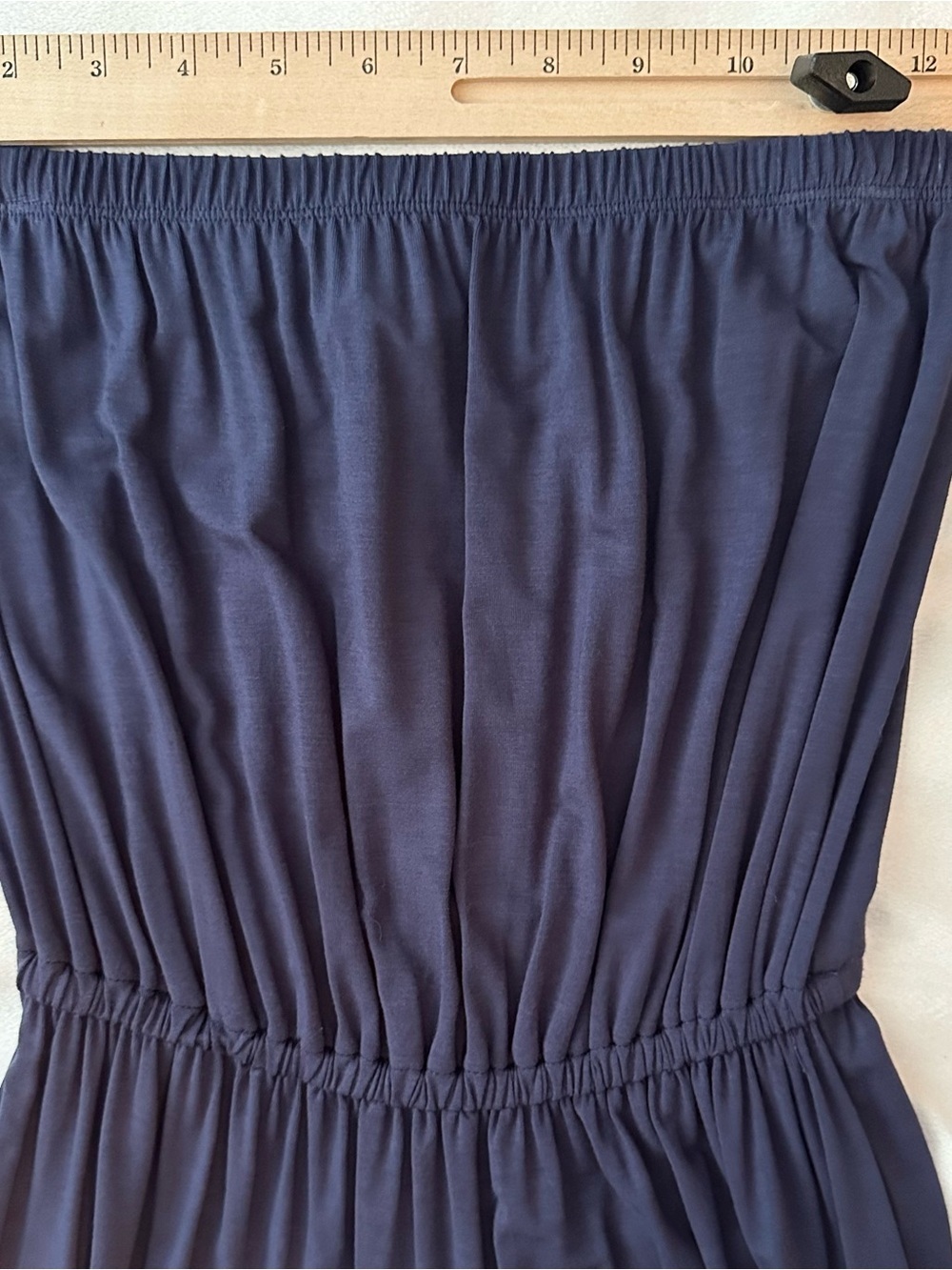 Lilly Pulitzer Navy Blue Strapless Midi Dress S Asymmetric Ruffle Hem Stretch - Picture 5 of 8
